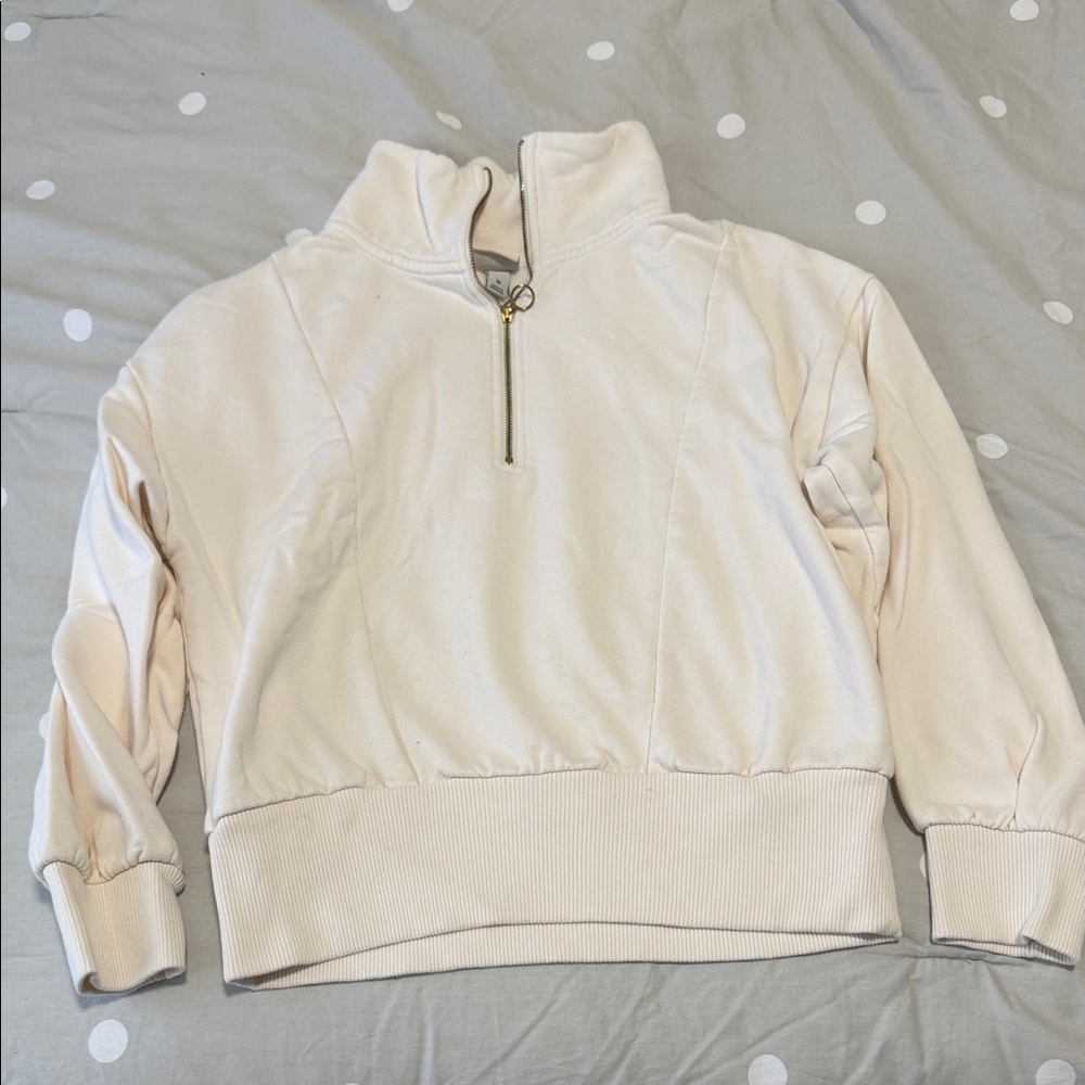 a new day Cream Zip-Up Sweatshirt with Gold Hardware